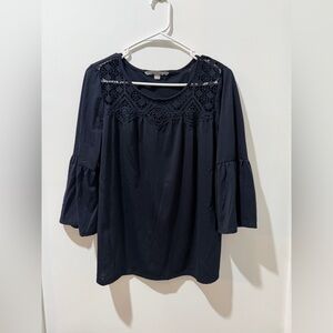 Valerie Stevens Blue Lace Accent Blouse